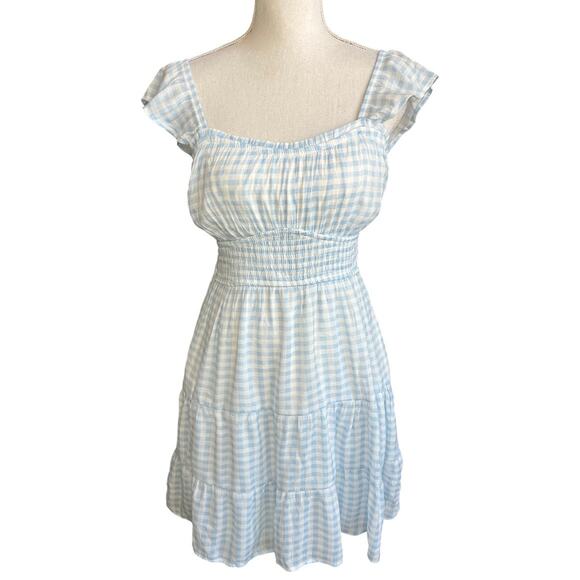 Sugar kiss Dresses & Skirts - Sugar kiss Light Blue Gingham Smocked Waist Sundress feminine cottagecore